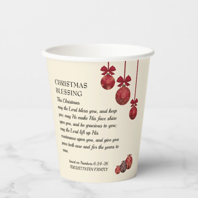 Christian | THE LORD BLESS YOU | Christmas Paper Cups (Front)