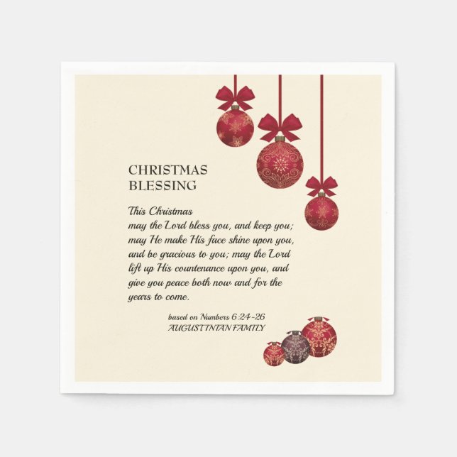 Christian | THE LORD BLESS YOU | Christmas Paper Napkins (Front)