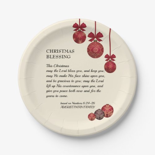 Christian  THE LORD BLESS YOU  Christmas Paper Plates