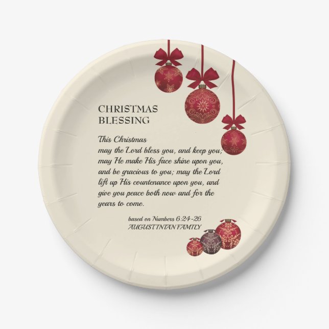 Christian | THE LORD BLESS YOU | Christmas Paper Plates (Front)