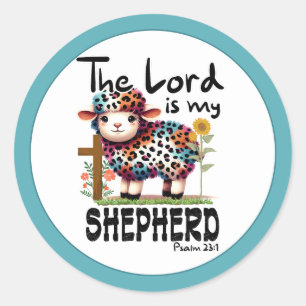 Christian The Lord is My Shepherd Psalms 23 Classic Round Sticker