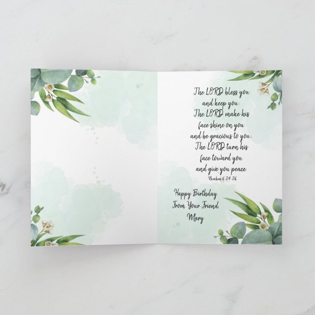 Christian Themed Folded Birthday Greeting Card (Inside)