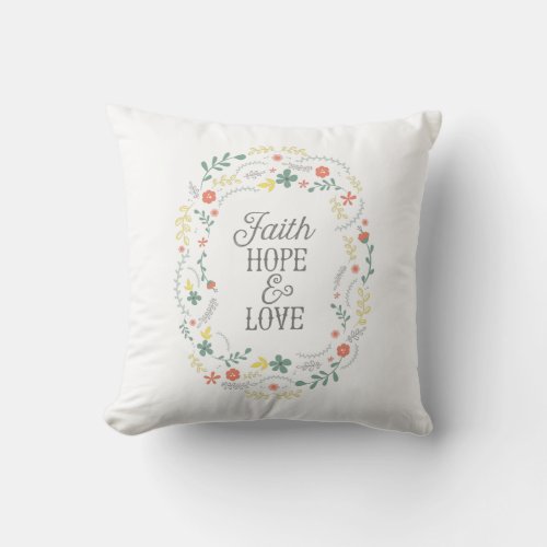Christian Throw Pillow Quote Faith Hope Love Bible