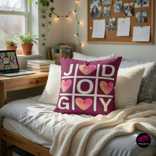 Christian Tic Tac Toe Joy God Hearts Throw Pillow