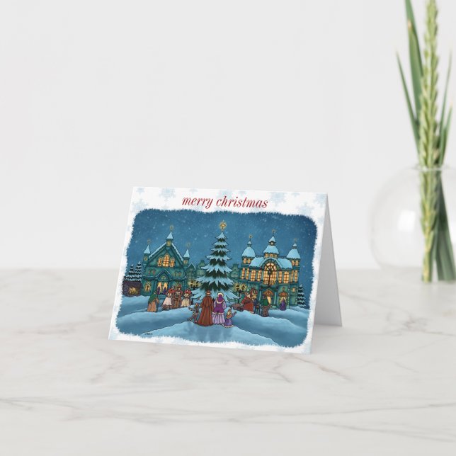 Christian town note card snowy edge (Front)
