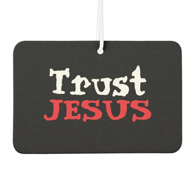 Christian ‘Trust JESUS’ Red Black White Air Freshener (Front)