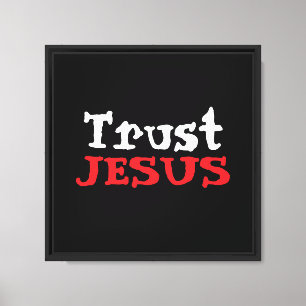 Christian ‘Trust JESUS’ Red Black White Canvas Print