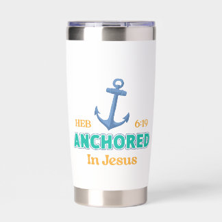 Christian Tumbler Anchored in Christ Verse Design