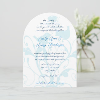 Christian Two Become One Blue Love Birds Wedding Invitation
