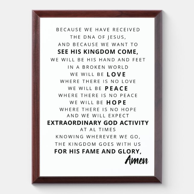 Christian Typography Wooden Award Plaque (Vertical)