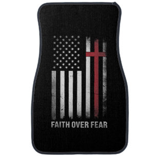 Christian US USA Flag American Christ Faith Over F Car Floor Mat