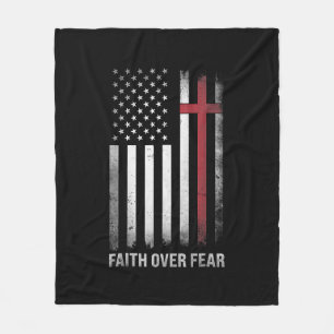 Christian US USA Flag American Christ Faith Over F Fleece Blanket