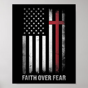 Christian US USA Flag American Christ Faith Over F Poster