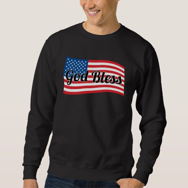 Christian USA Patriotic  God Bless America Flag Sweatshirt (Front)
