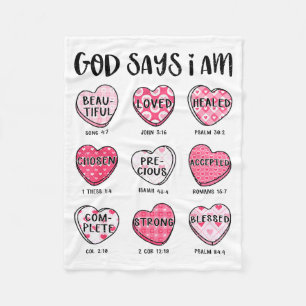 Christian Valentine God Says Bible Verses Hearts F Fleece Blanket