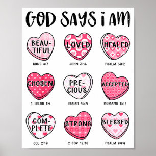 Christian Valentine God Says Bible Verses Hearts F Poster
