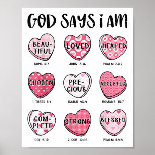 Christian Valentine God Says Bible Verses Hearts F Poster