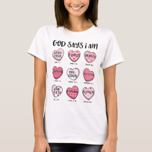 Christian Valentine God Says Bible Verses Hearts F T-Shirt