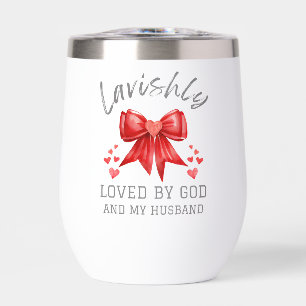Christian Valentine LAVISHLY LOVED Coquette Bow Thermal Wine Tumbler