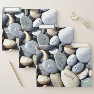 Christian Values Joy Hope Peace Faith Love Pebbles File Folder
