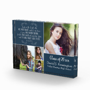 Christian Verse Graduation Photo Collage Blue Block