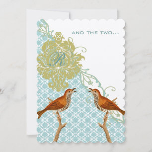 Christian Vintage Birds Damask Wedding Invites