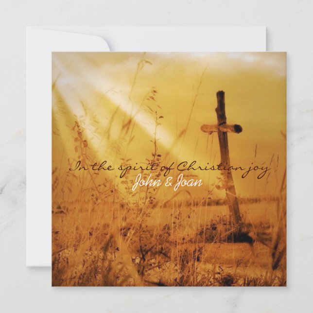 Christian vintage country cross wedding invitation (Front)