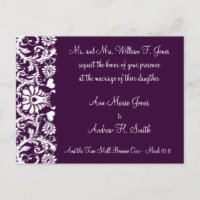 Christian Vintage Damask Wedding Invitation Purple