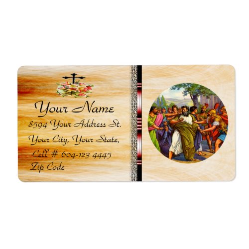 christian vintage Shipping Round Label 34