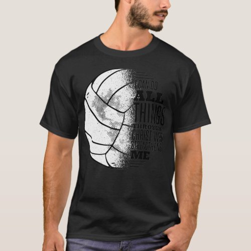 Christian Volleyball Tee I Can Do All Things Scrip