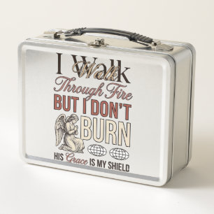 Christian Walk Through Fire Vintage Metal Lunch Box