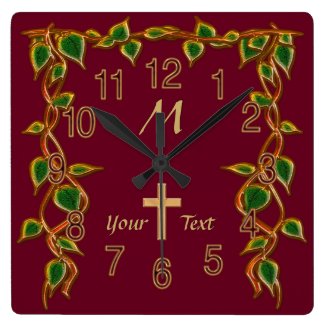 Christian Wall Clocks with Monogram and Your Text
