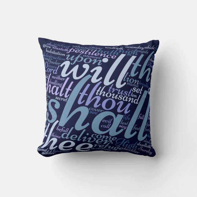 Christian Warrior Prayer PSALM 91 Prayer Throw Pillow (Front)
