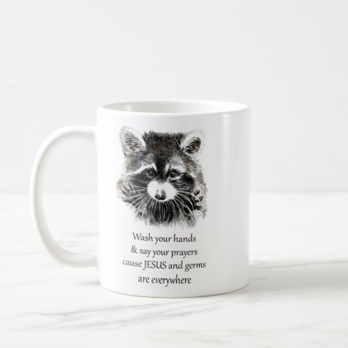 Christian Washroom Wash your Hands Raccoon Animal Coffee Mug