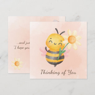 Christian Watercolor Bee Flower Thinking of You  Card