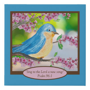 Christian Watercolor Bluebird Faux Canvas Print