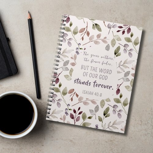 Christian Watercolor Fall Leaf Pattern Scripture Notebook