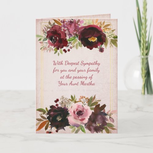 Christian Watercolor Floral Personalized Sympathy Card