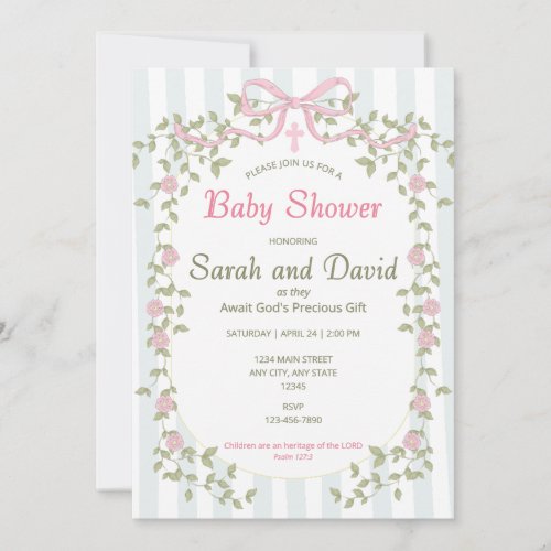 Christian Watercolor Garden Baby Shower Invitation