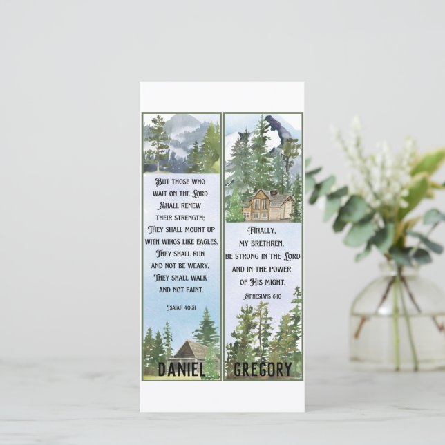 Christian Watercolor Nature Scripture Bookmarks Ca Card (Standing Front)