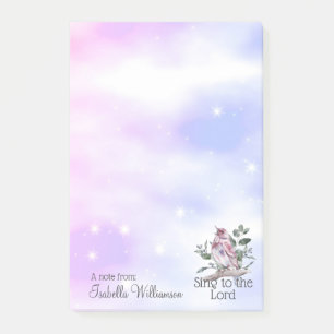 Christian Watercolor Sing to the Lord Pink Bird Post-it Notes