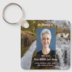 Christian Waterfall Landscape Memorial Keepsake Keychain