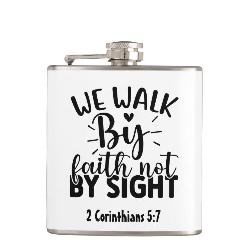 Christian We Walk by Faith Verse Hip Flask