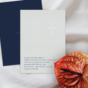 Christian Wedding   Couple's Initials Cross Silver Foil Invitation
