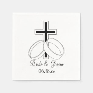 Christian Wedding Custom Bride Groom Names Date Napkins