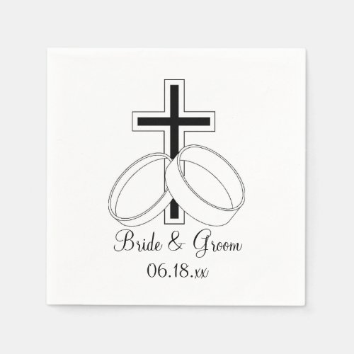 Christian Wedding Custom Bride Groom Names Date Napkins