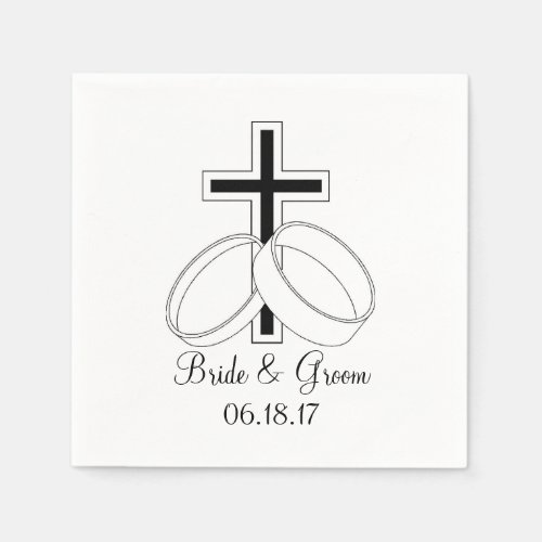 Christian Wedding Custom Bride Groom Names Date Paper Napkins