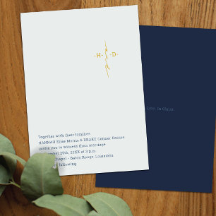 Christian Wedding Gold Couple's Initials Cross Invitation
