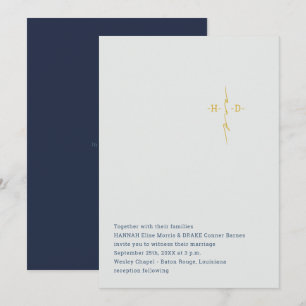 Christian Wedding   Gold Couple's Initials Cross Invitation