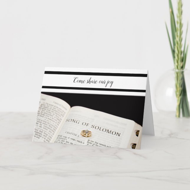 Christian wedding invitation  Bible  rings (Front)